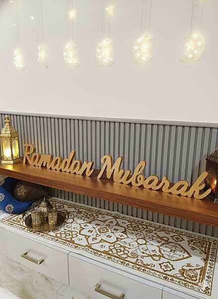 Ramadan & Eid Gold Wooden Tabletop Display (set of 3)