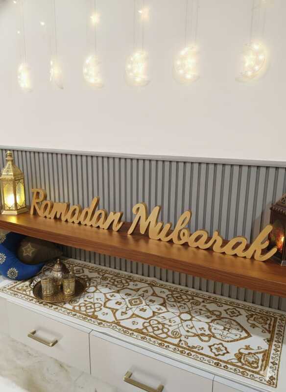 Ramadan & Eid Gold Wooden Tabletop Display (set of 3)