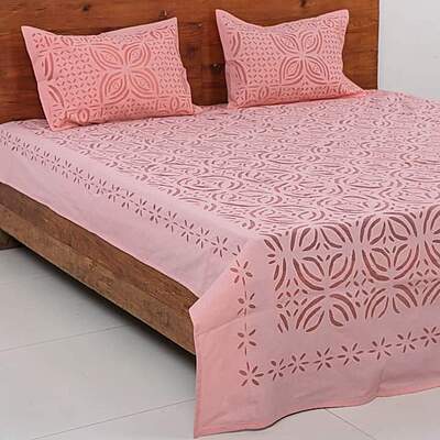 Handcrafted Applique Cut Work Double Bedsheet with Organdy Accents | 2004