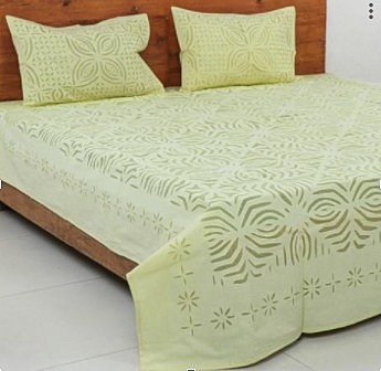 Handcrafted Applique Cut Work Double Bedsheet with Organdy Accents | 2005