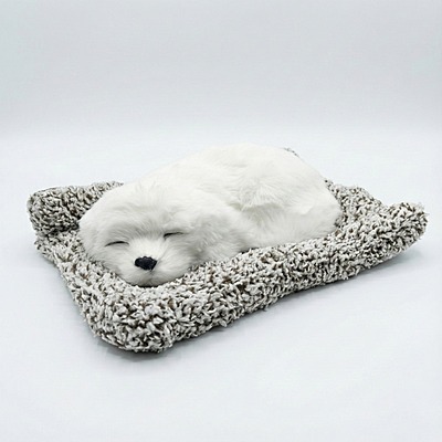 Prezzie Sleeping Cute Dog Toy for Car Dash and Home Decor, White Color