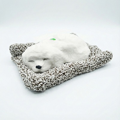Prezzie Sleeping Cute Dog Toy for Car Dash and Home Decor, White Color