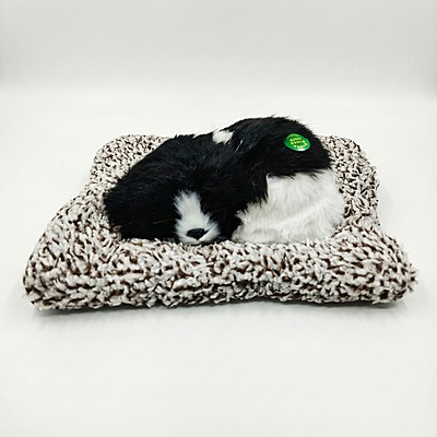 Sleeping Cute Dog , Realistic Soft & Lifelike Pet Puppy with Bed for Car Dashboard and Home Decor
