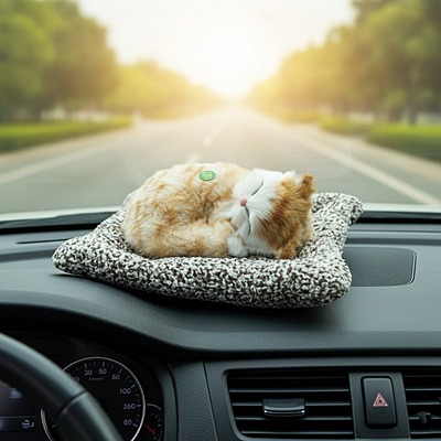 Sleeping Cute Cat for Car Dashboard & Home Decor with Activated Carbon