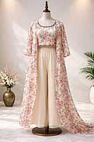 Crop Top, Plazzo with Shrug