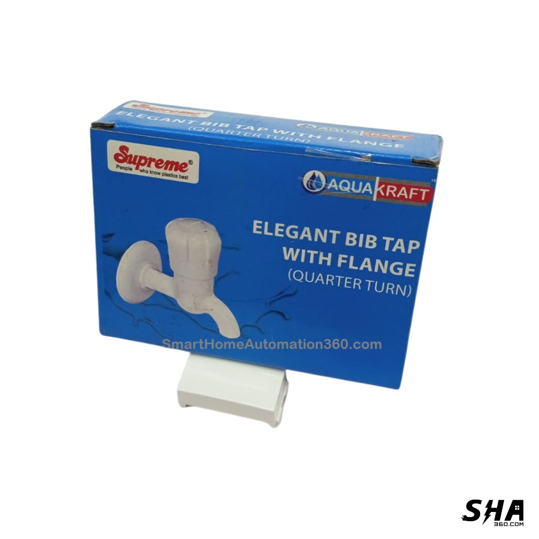 Supreme Short Body Tap ABS with Flange, Quarter Turn Elegant for kitchen Bathroom White - Sha360