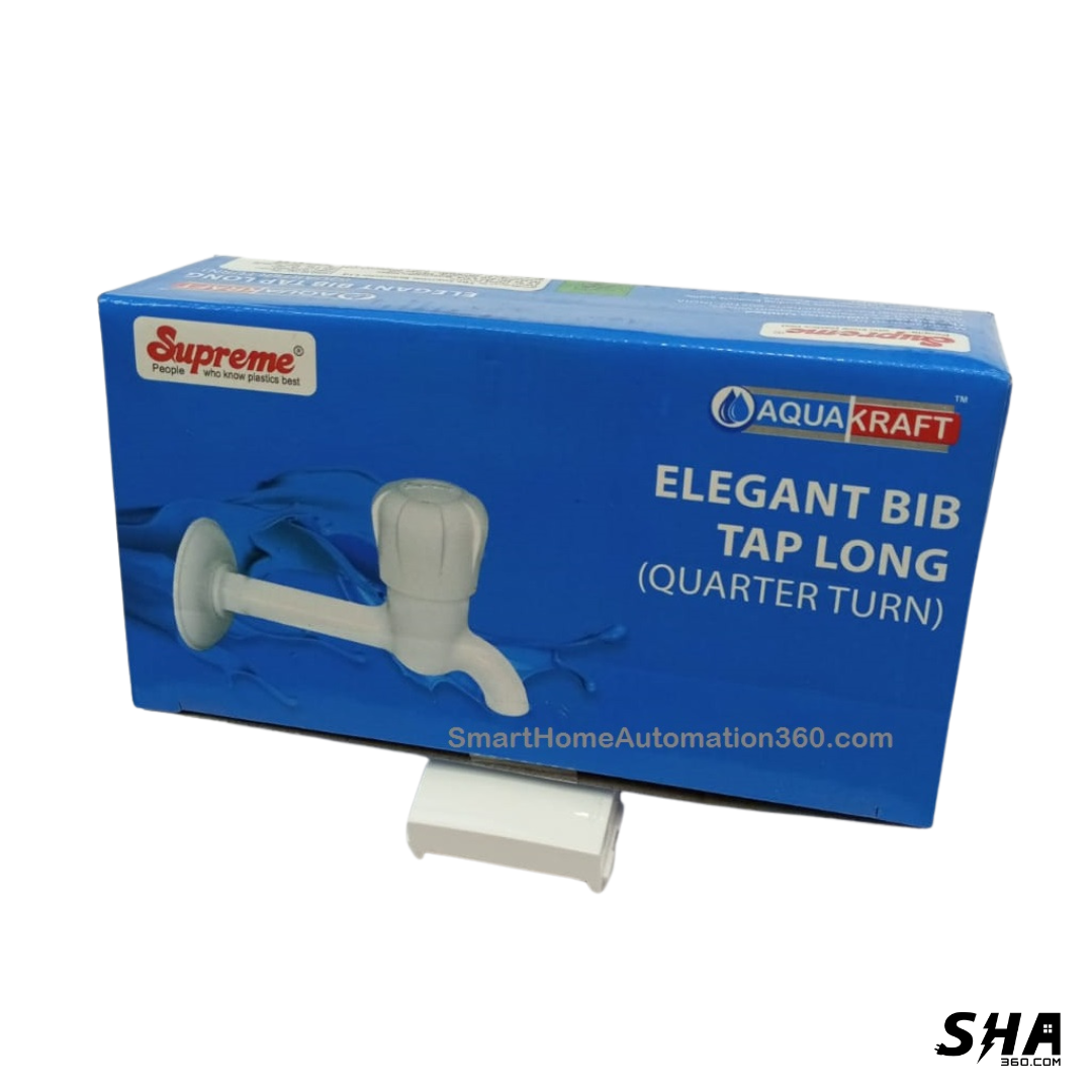 Supreme Long Body Tap ABS with Flange Quarter Turn Elegant For kitchen Bathroom White - Sha360