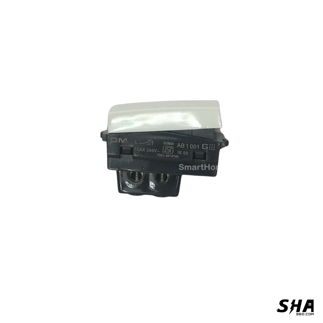 GM Modular G-Nine Viva 6A/10A 1 Way Switch (White) - AB 1 001 - Sha360