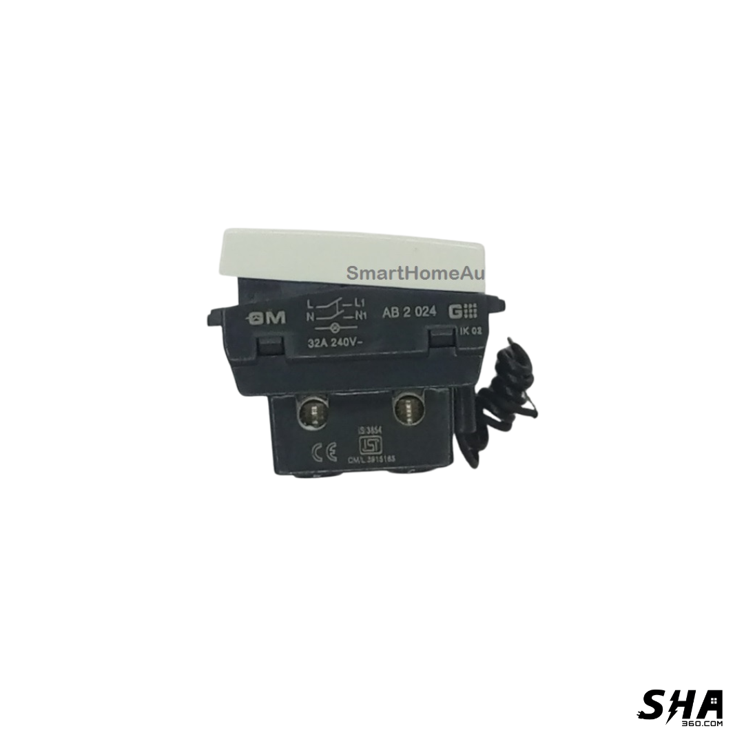 GM Modular G-Nine Viva 32A DP 1-Way Switch with LED indicator (White) AB 2 024 - Sha360