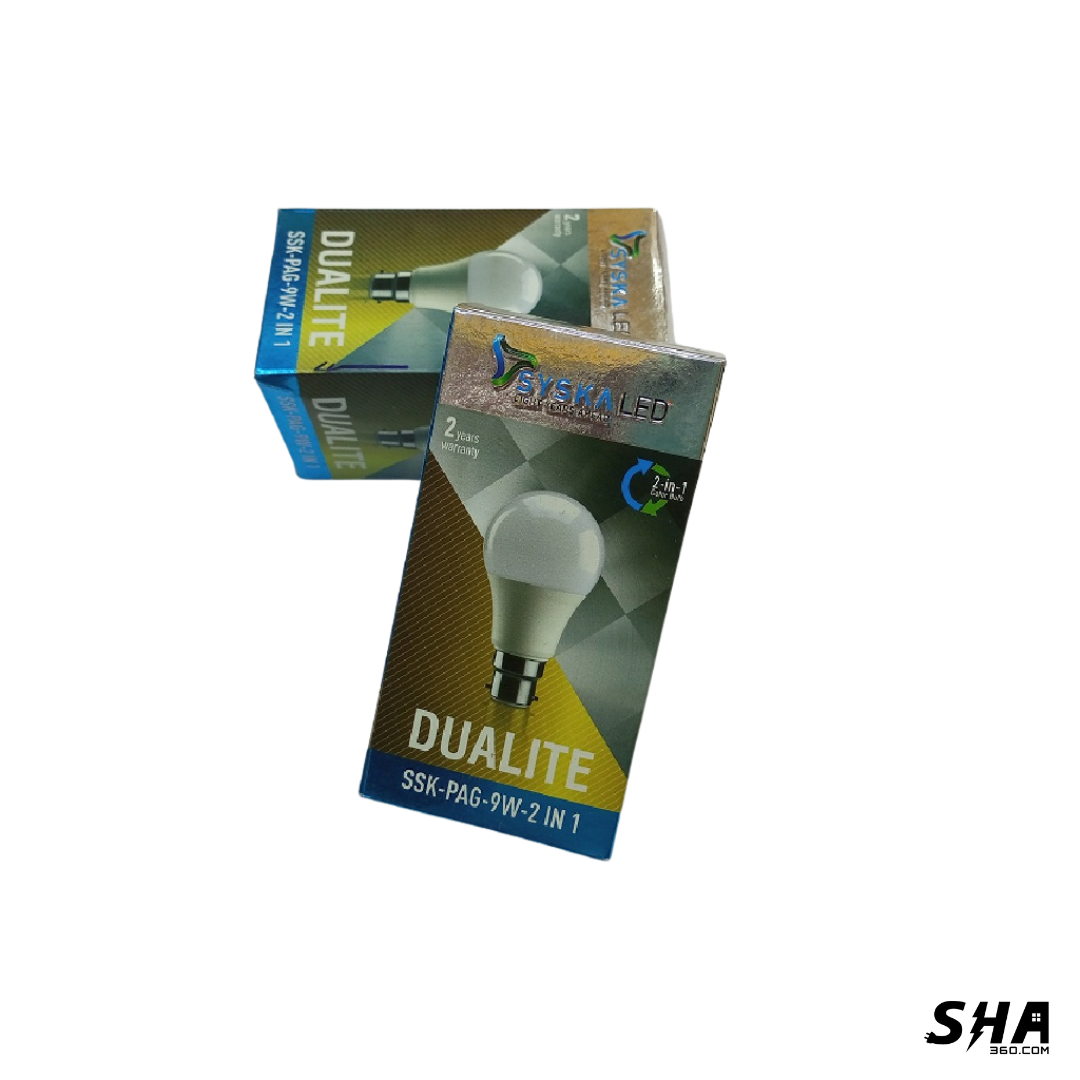 9W LED Bulb Syska 2 in 1 color (White - Warm White) - Sha360