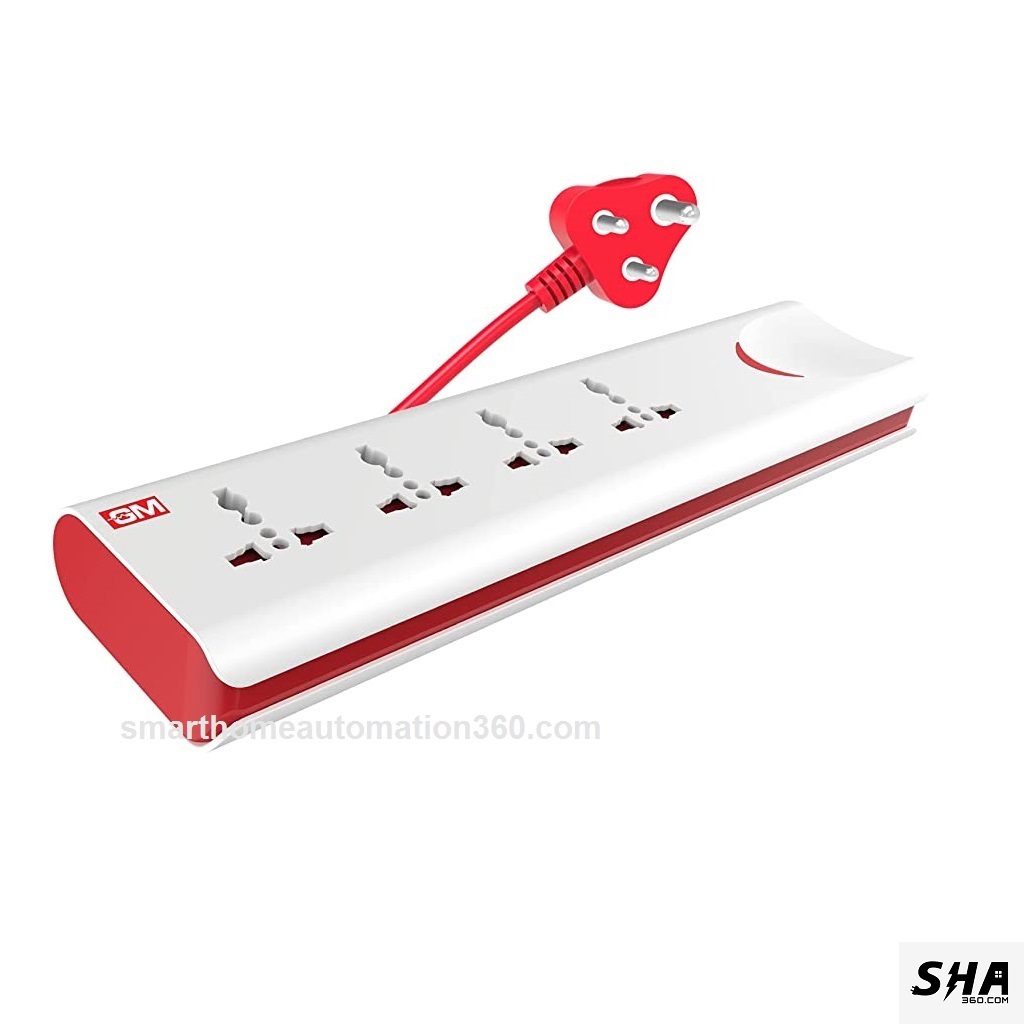 E-Book 4 + 1 Power Strip with Master, Switch Indicator, Safety Shutter & 4 International Sockets - GM Modular GM 3060 - Sha360