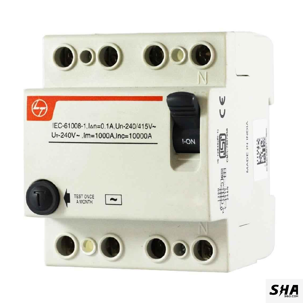 L&T RCCB 40A 30mA Four Pole (4-Pole) 10kA (BG404003) - Sha360