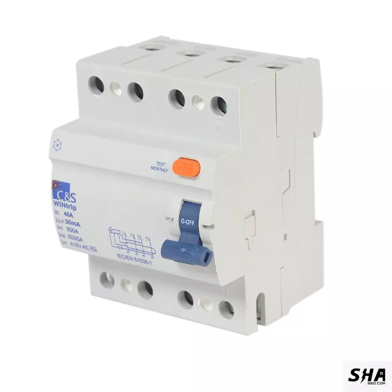 C&S Electric RCCB 40A 30mA Four Pole (4-Pole) 10kA (CSRB4P40A30) - Sha360