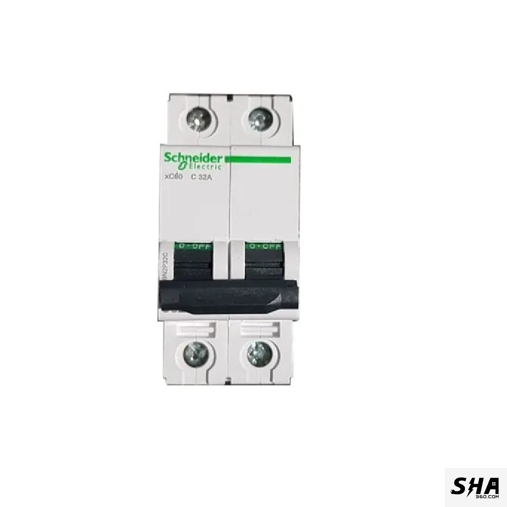 Schneider Electric MCB 32A Double Pole (2-Pole) 10kA C Curve (A9N2P32C) - Sha360