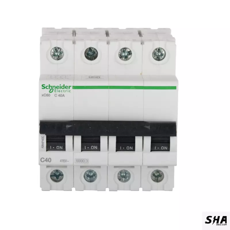 Schneider Electric MCB 40A Four Pole (4-Pole) 10kA C Curve (A9N4P40C) - Sha360