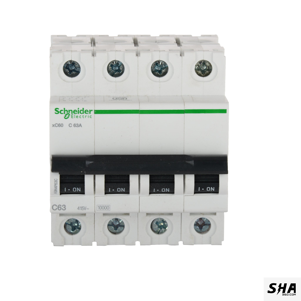 Schneider Electric MCB 63A Four Pole (4-Pole) 10kA C Curve (A9N4P63C) - Sha360 Schneider Electric MCB 63A Four Pole (4-Pole) 10kA C Curve (A9N4P63C) - Sha360