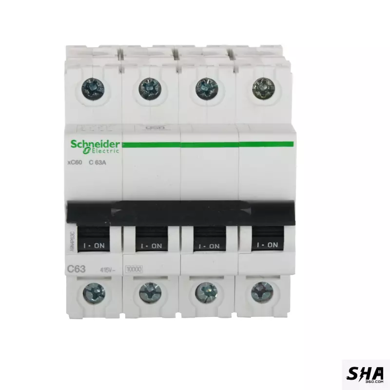Schneider Electric MCB 63A Four Pole (4-Pole) 10kA C Curve (A9N4P63C) - Sha360