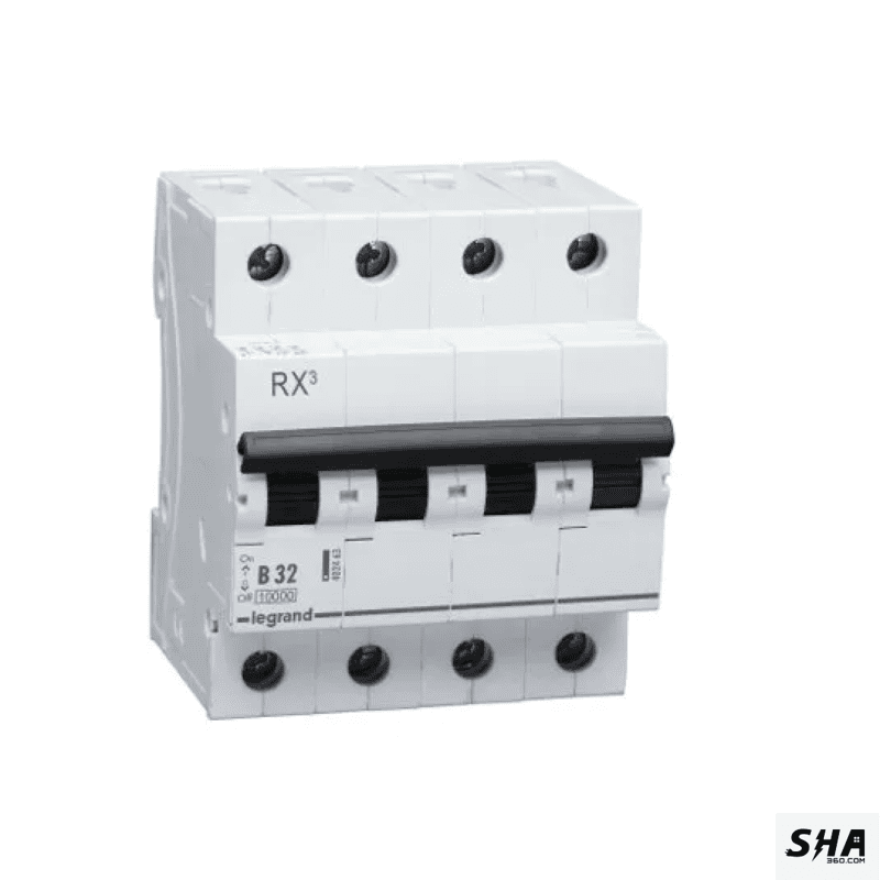 Legrand MCB 32A Four Pole (4-Pole) 10kA B Curve Rx3 (4024 63) - Sha360