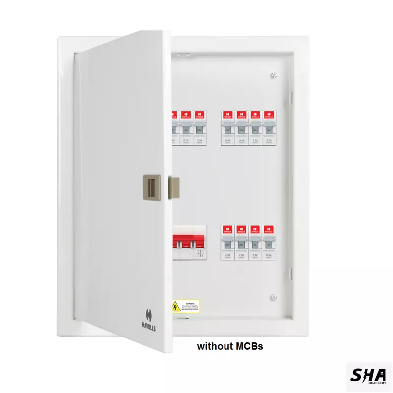 Havells Phase Selector Horizontal 4 Quadrant DB 4 Way (8+12) 40A Three Phase Distribution Board Double Door - DHDSCHDF04040 - Sha360