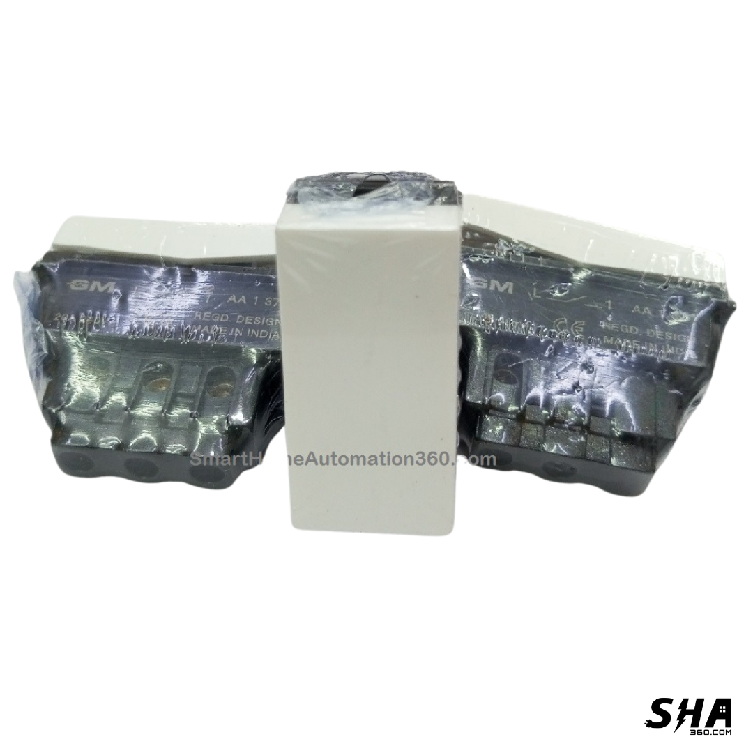 GM Modular Zicono 45s (FourFive) 6A/10A 1-Way Switch (White) - AA1361 - Sha360