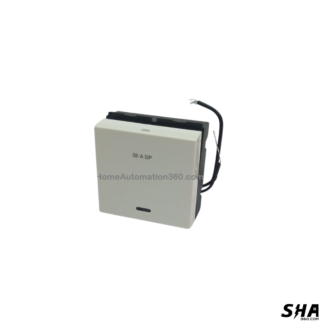 GM Modular Zicono 45s (FourFive) 32A DP Switch with LED Indicator (White) - AA2379 - Sha360