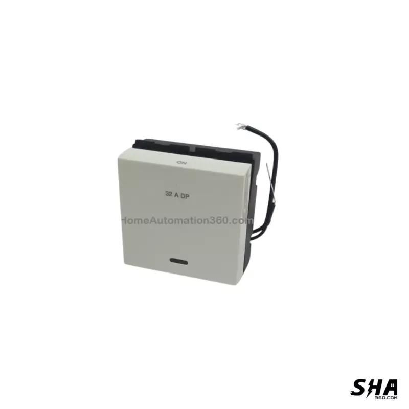 GM Modular Zicono 45s (FourFive) 32A DP Switch with LED Indicator (White) - AA2379 - Sha360