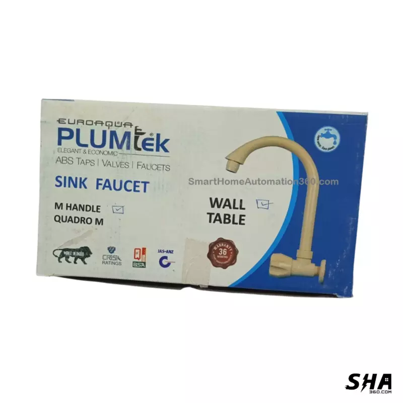 Plumtek Wall Sink Tap ABS Flange Quarter Turn Elegant for Bathroom Kitchen - Sha360