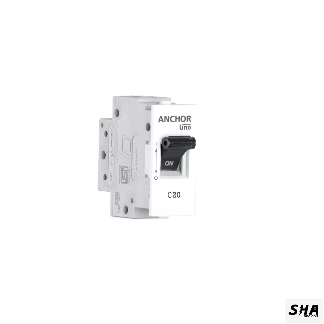 Anchor Roma 20A MCB UNO 3kA SP-C Modular 1M (White) - 98072 - Sha360