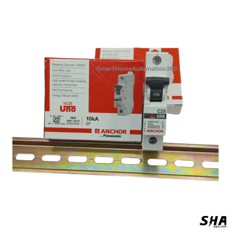 Anchor Uno MCB 25A Single Pole (1-Pole) 10kA C Curve (98005-C25) - Sha360 Anchor Uno MCB 25A Single Pole (1-Pole) 10kA C Curve (98005-C25) - Sha360