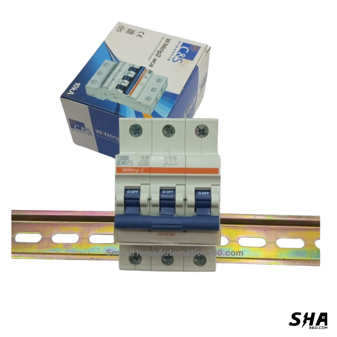 C&S Electric MCB 16A Tripple Pole (3-Pole) 10kA C Curve WiNtrip2 (CSMBS3C16) - Sha360