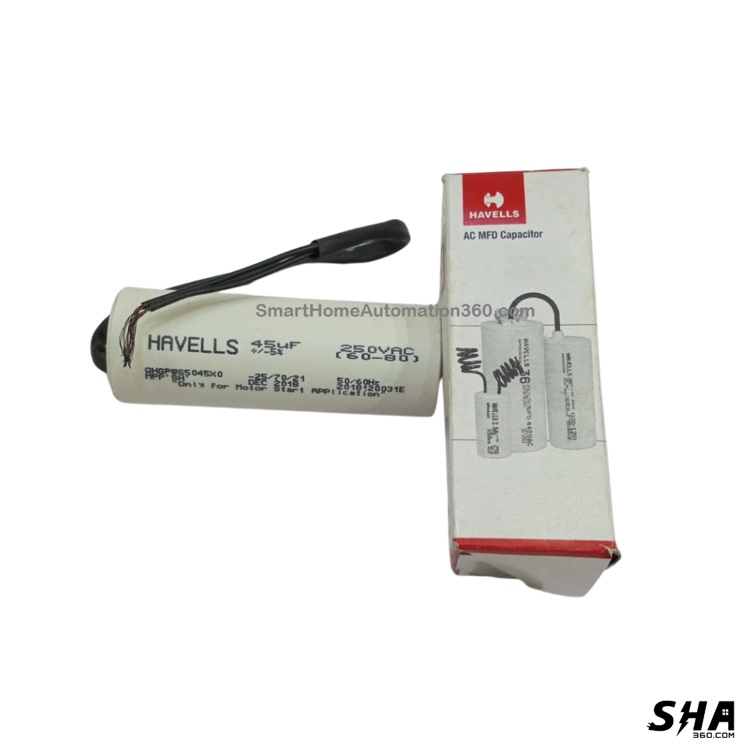 Motor capacitor 45mfd 250V motor start capacitor (60-80) - Havells - Sha360