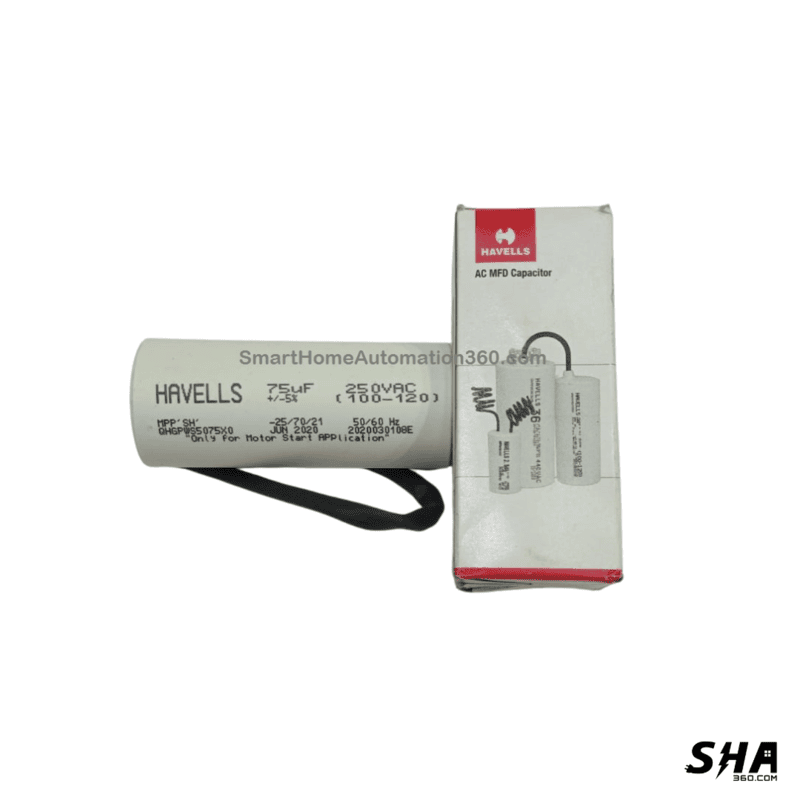 Motor capacitor 75mfd 250V motor start capacitor (100-120) - Havells - Sha360