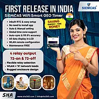 SIEMCAS Wifi Smart GEO T4R 72 Smart Year Timer Automation 4 Channel Wireless Webserver SHA-SIS-GEO-MT-XT1007D - Sha360