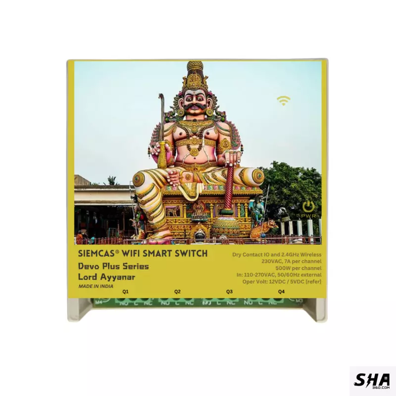 SIEMCAS Wifi Smart Devo Plus Lord Ayyanar 4 channel switch - IoT Webserver Dashboard Apps Network and status - Sha360
