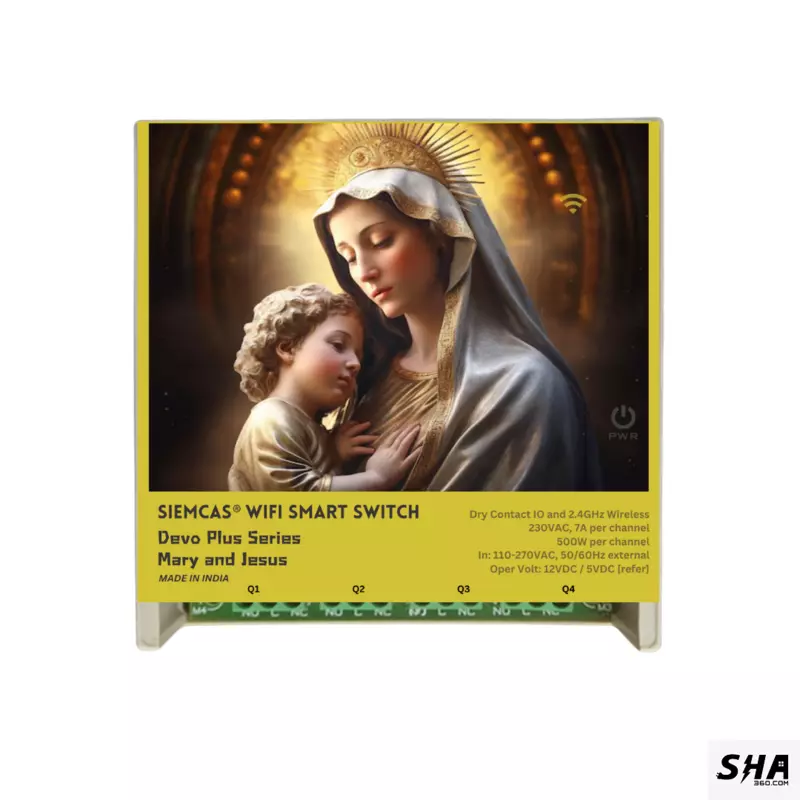 SIEMCAS Wifi Smart Devo Plus Lord Mary and Jesus 4 channel switch - IoT Webserver Dashboard Apps Network and status - Sha360