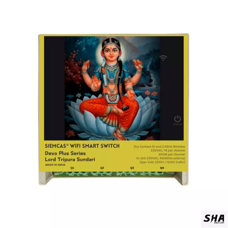 SIEMCAS Wifi Smart Devo Plus Lord Tripura Sundari 4 channel switch - IoT Webserver Dashboard Apps Network and status - Sha360