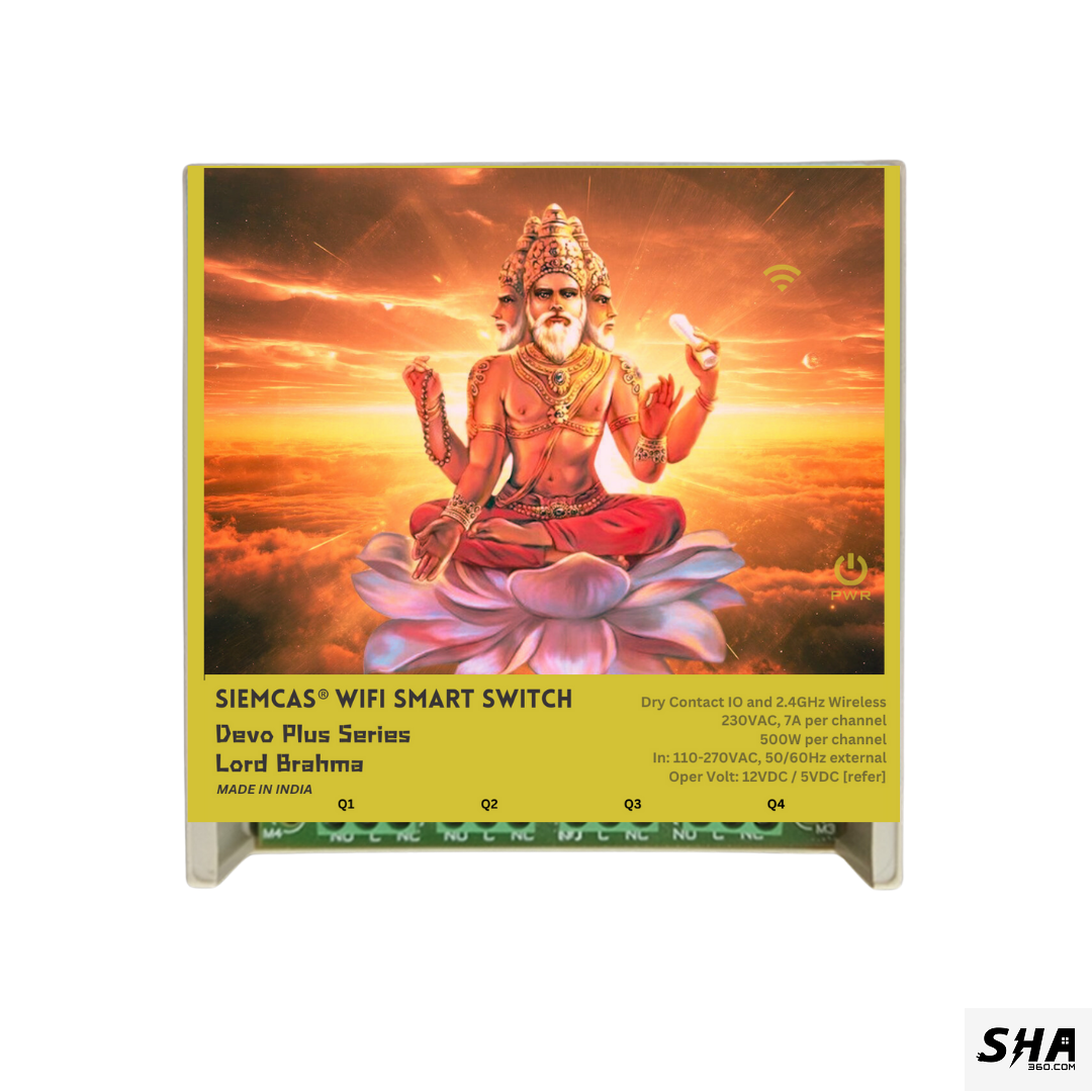 SIEMCAS Wifi Smart Devo Plus Lord Brahma 4 channel switch - IoT Webserver Dashboard Apps Network and status - Sha360