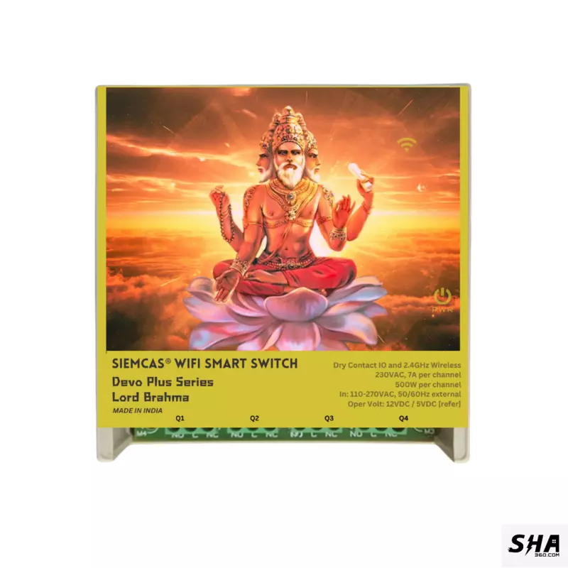 SIEMCAS Wifi Smart Devo Plus Lord Brahma 4 channel switch - IoT Webserver Dashboard Apps Network and status - Sha360