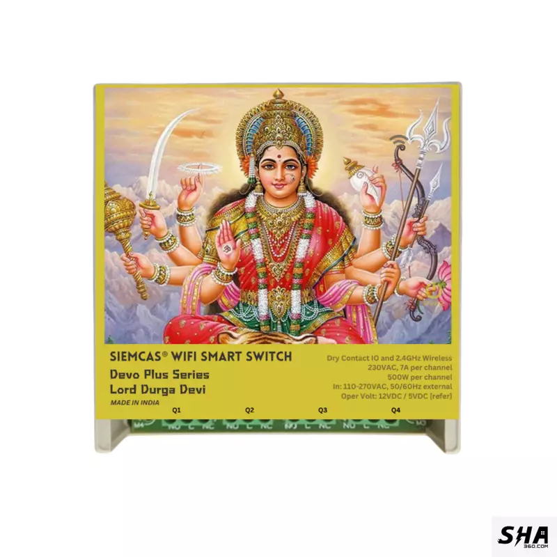 SIEMCAS Wifi Smart Devo Plus Lord Durga Devi 4 channel switch - IoT Webserver Dashboard Apps Network and status - Sha360