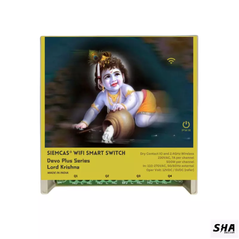 SIEMCAS Wifi Smart Devo Plus Lord Krishna 4 channel switch - IoT Webserver Dashboard Apps Network and status - Sha360