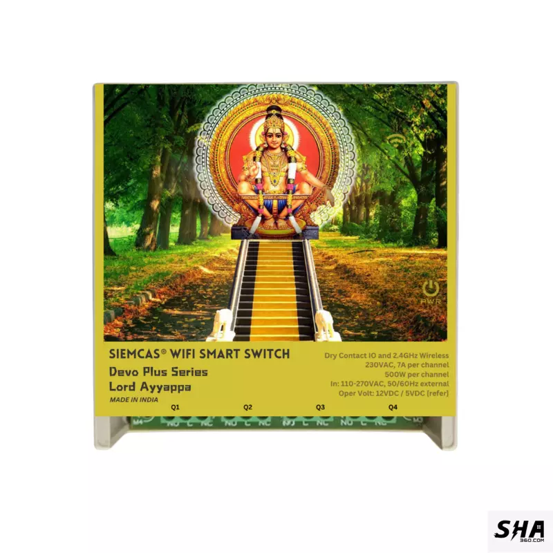 SIEMCAS Wifi Smart Devo Plus Lord Ayyappa 4 channel switch - IoT Webserver Dashboard Apps Network and status - Sha360