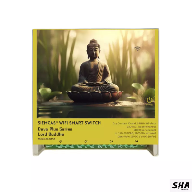 SIEMCAS Wifi Smart Devo Plus Lord Buddha 4 channel switch - IoT Webserver Dashboard Apps Network and status - Sha360