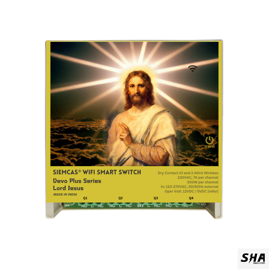 SIEMCAS Wifi Smart Devo Plus Lord Jesus 4 channel switch - IoT Webserver Dashboard Apps Network and status - Sha360