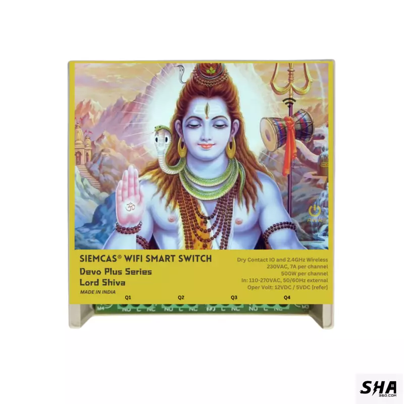 SIEMCAS Wifi Smart Devo Plus Lord Shiva 4 channel switch - IoT Webserver Dashboard Apps Network and status - Sha360