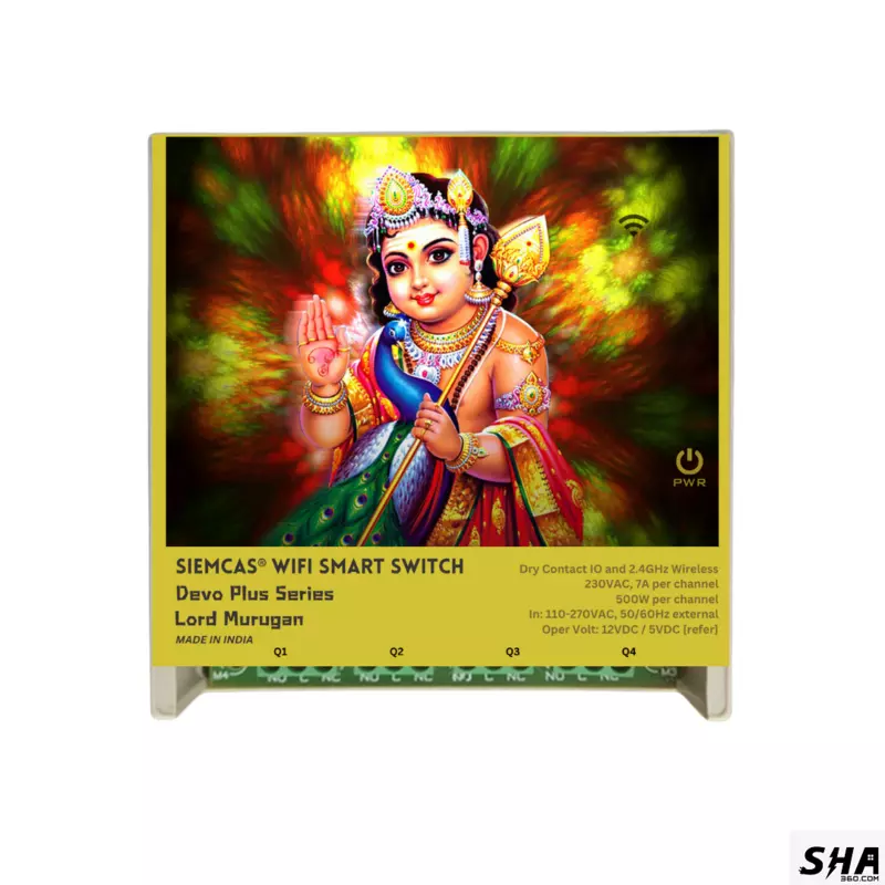 SIEMCAS Wifi Smart Devo Plus Lord Murugan 4 channel switch - IoT Webserver Dashboard Apps Network and status - Sha360
