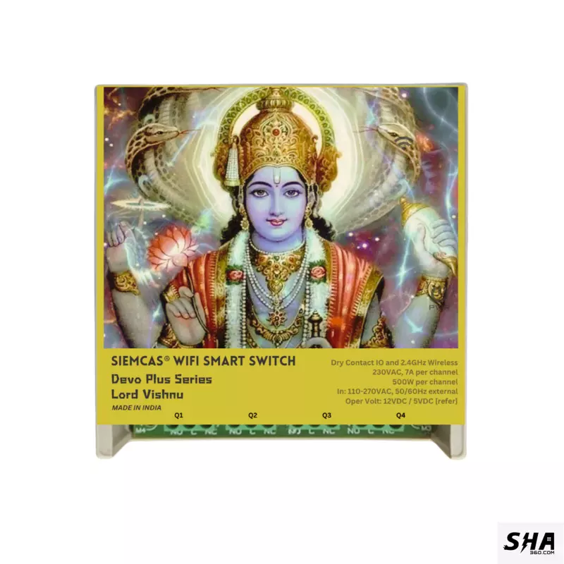 SIEMCAS Wifi Smart Devo Plus Lord Vishnu 4 channel switch - IoT Webserver Dashboard Apps Network and status - Sha360