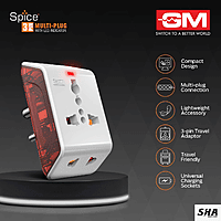 GM Modular Spice 3 Pin Multi Plug Travel Adaptors 6A Universal - GM 3017