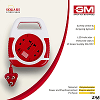 GM Modular GM 3045 Square 3 Pin Flex Box 4mtrs with Handle, Indicator & international Socket