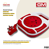 GM Modular GM 3045 Square 3 Pin Flex Box 4mtrs with Handle, Indicator & international Socket