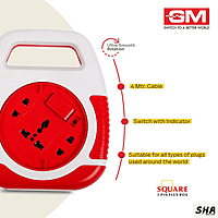 GM Modular GM 3045 Square 3 Pin Flex Box 4mtrs with Handle, Indicator & international Socket